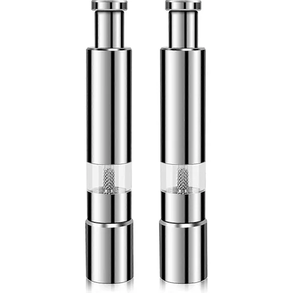 Salt- och pepparkvarn set, salt- och pepparkvarn i rostfritt stål enhandsmanövrering salt- och pepparkvarn 2-pack
