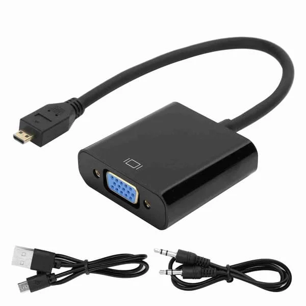 Micro HDMI til VGA Video Converter Adapter 1080P med Strømforsyning for Raspberry Pi 4B