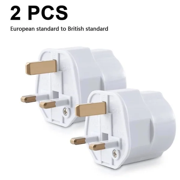 2x Travel Adapter Plug for England - Travel Plug Power EU to Socket - Travel Plug White_dddd