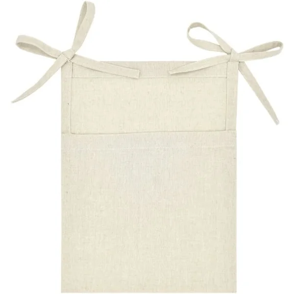 Oppbevaringspose i lin til nattbord, veggmontert organisator, multifunksjonell oppbevaringspose til nattbord, sofa, beige