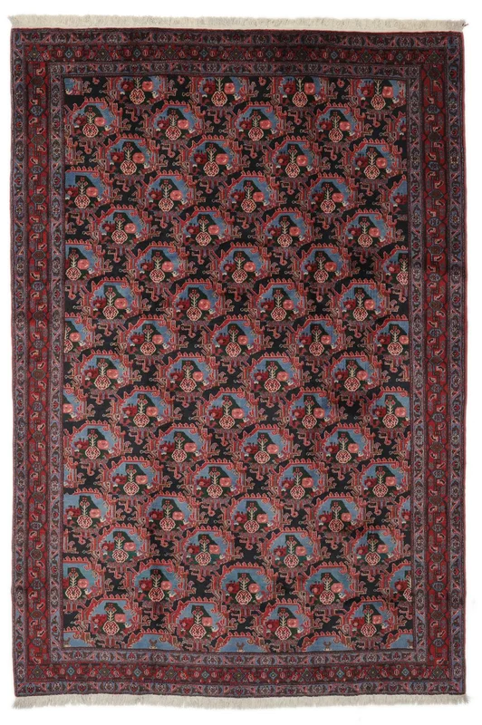 200X290 Tapis Senneh D'orient Noir/Rouge Foncé (Laine, ) Carpetvista