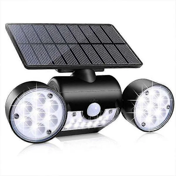Solcelledrevet vegglampe, solcellelamper med kroppssensor, belysning for vei, garasje, utendørs, hage, vegglampe med tre hoder