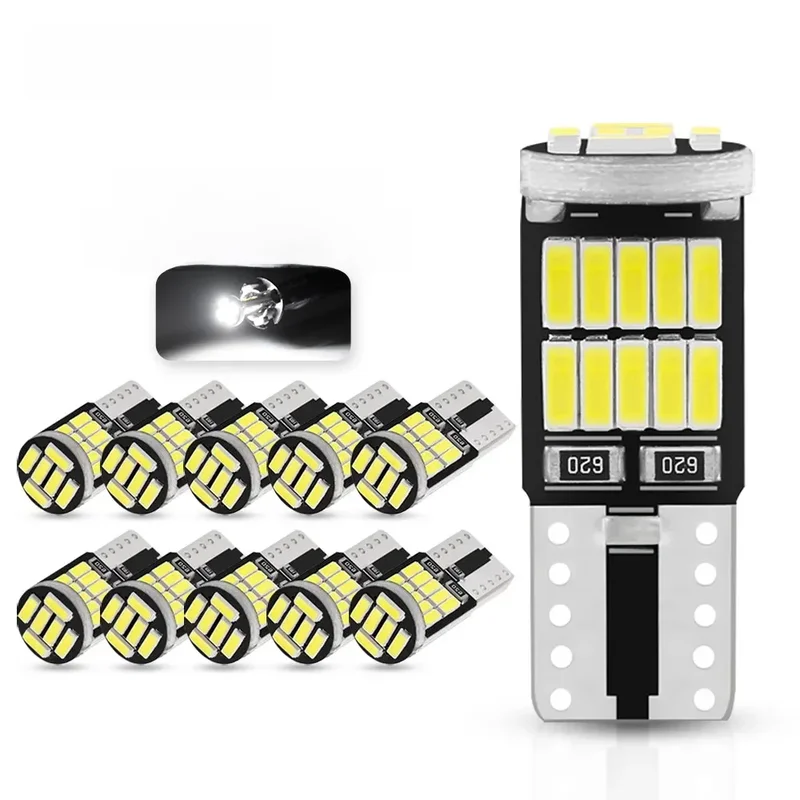 AliExpress - 2/10 pièces LED T10 W5W 194 501 LED Canbus sans erreur lumière intérieure de voiture T10 26 SMD 4014 puce blanc pur Instrument lumières 