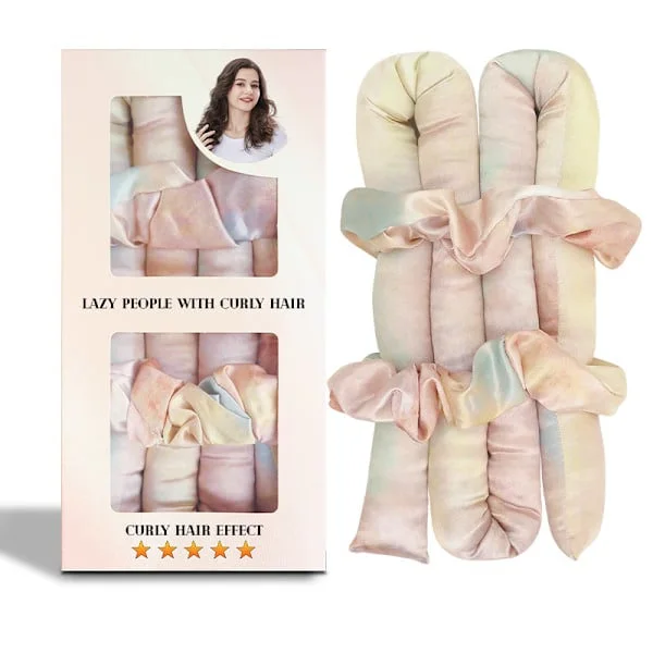 Kitsch Satin Heatless Curling Set - Overnight Curls, Heatless Curling Ribbon, Soft Heatless Curls, Hair Rollers - Sunset