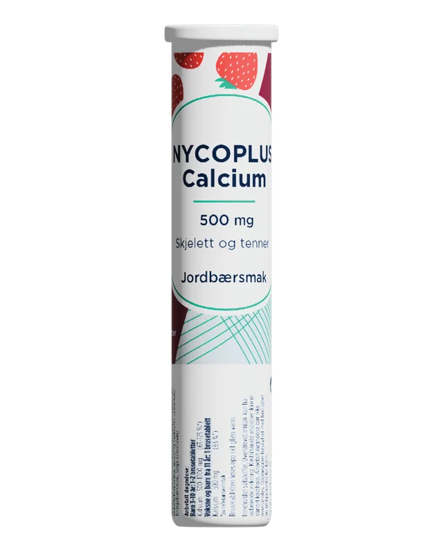 Nycoplus Calcium 500 mg brusetabletter jordbær 20 stk