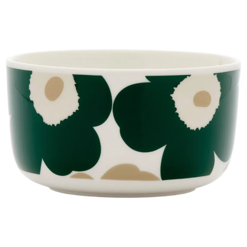 Marimekko Unikko Oiva skål 5 dl, vit/mörkgrön/beige/sand | Dukning & Servering > Skålar > Skål | Bagaren och Kocken