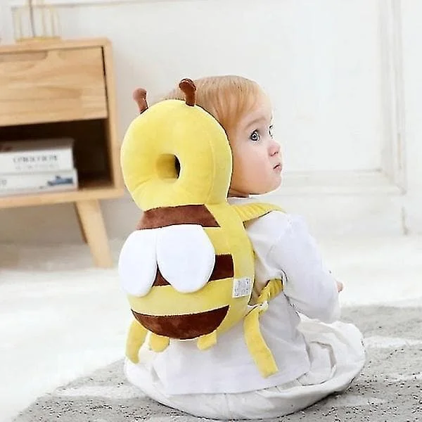 Baby Head Protection Backpack, Back Protection Pillow, Children's Pillow, Toddler Backpack, Brown Bee, 30x20 cm