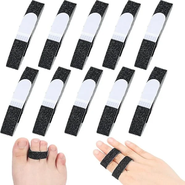 10 stk Buddy Tape Fingerbånd Sklisikre Borrelåsbånd Fingerskinner, Gjenbrukbare Buddy-omslag i Stoff For Brukne Tær-hy 10 stk