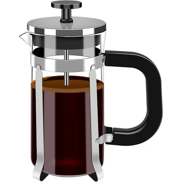 Pressopannu, 350 ml Cafetière Kahvipuristin, Pieni Teepuristus Borosilikaattilasi Ruostumattomalla Terässuodattimella, Musta