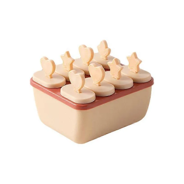 Isforme med 8 ispindemaskiner og ispindepinde (Pink 12*11,5*9,5 cm), letudløsende isforme, isforme til