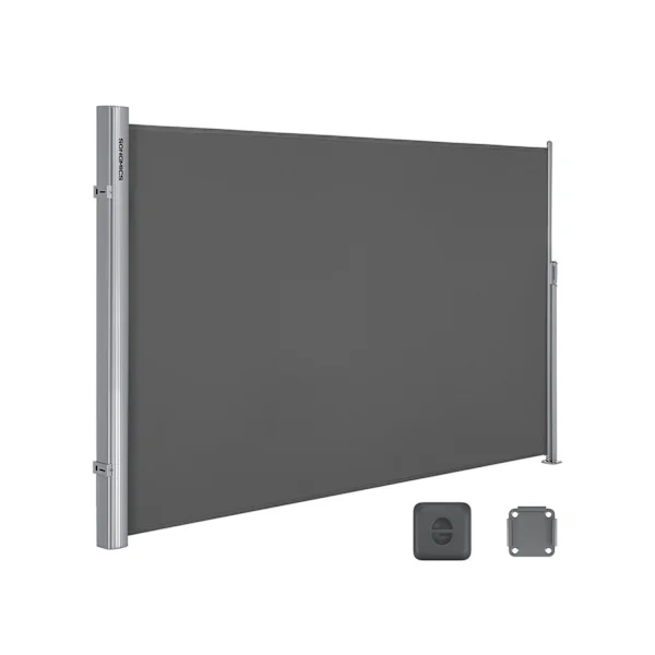 1,6 x 6 m (K x P), Kaksinkertainen sivumarkiisi, sisäänvedettävä, sivuverho, parvekkeelle, patiolle, terassille, savunharmaa