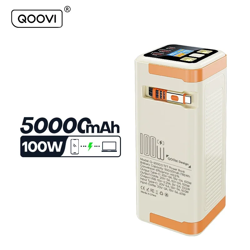 AliExpress - QOOVI 50000 mAh Power Bank PD 100 W Schnelle Aufladung Tragbare Große Batterie Kapazität Power Station Für iPhone Laptop Samsung Xiaomi