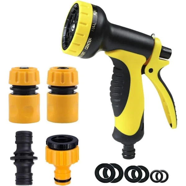 Hose Connector Set, Including Multi Spray Nozzle Watering Gun, Hose End Quick and Water Stop Connector, Threaded Tap Adapter