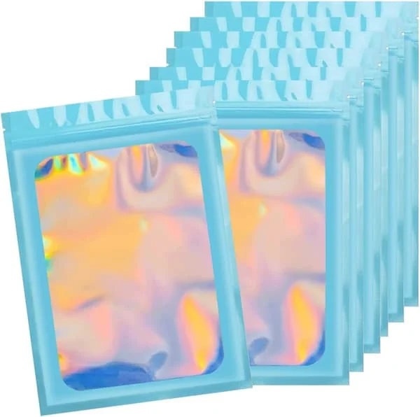 50 stk. folie lynlåsposer, blå genlukkelige opbevaringsposer, polyethylen lynlåsposer, fremragende til køkkenopbevaring, slik, 10x15cm