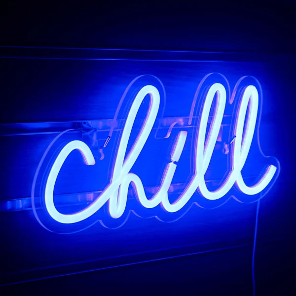 Chill Light Reklam Blå LED-skylt Chill Neon Vägglampa Bokstäver Neon Skylt för Väggdekoration Neonlampa för Sovrum Bar Hotell Lekrum