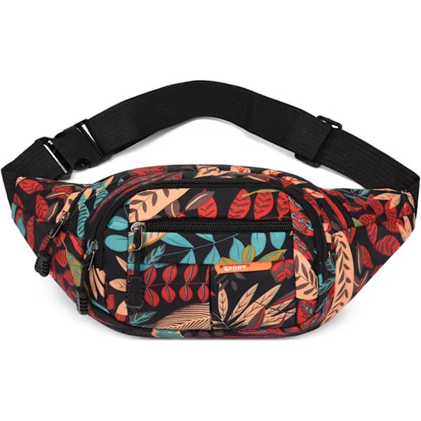 Midjeväska Fanny Pack Bumbags för damer Kvinnor Unisex Röd Midjeväska med 4 Fickor med Dragkedja Justerbart Bälte Vattentät Bumbag
