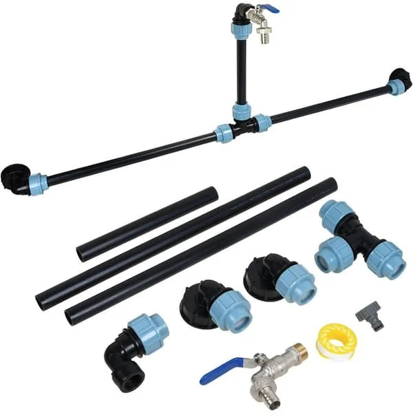 Connection kit for 2 x 1000L IBC water tanks S60X6 / S60X6 IBC adapter for 2 IBC tanks with 3/4 " gooseneck