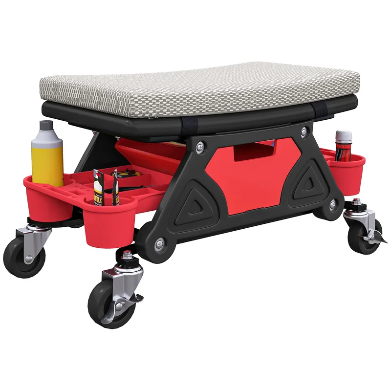 AliExpress - HOMCOM Werkstatthocker mit Rollen Ablagefläche 35cm hoch Rollhocker bis 135 kg