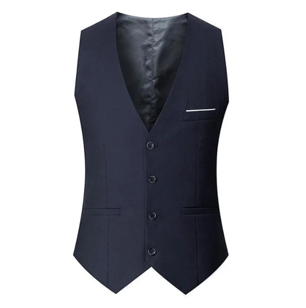 【BQ】Men's Suit Vest, Dark Blue Business Suit Vest for Men XL