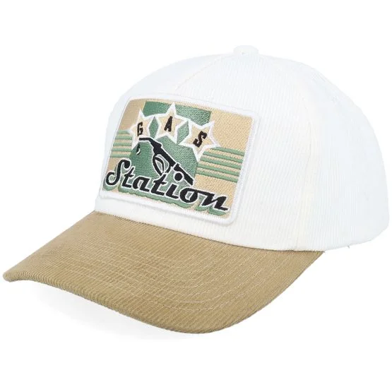 Iconic - Svart unconstructed Caps - Gas Station Sign Corduroy Off White/Khaki A-frame A-Frame Adjustable @ Hatstore