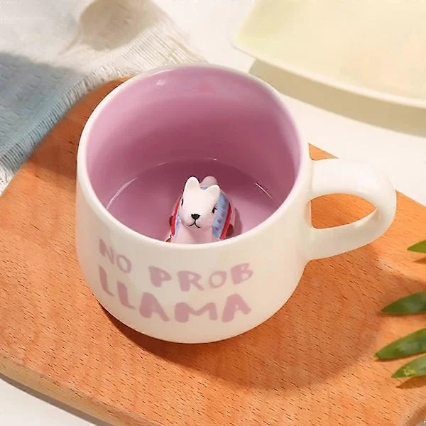 3D Alpaca Coffee Mug, 35 cl Funny Cartoon Handmade Figurine Milk Tea Cup, Christmas Birthday Alpaca Gifts for Friends Kids Girls Wife Grandma Aunt (Al