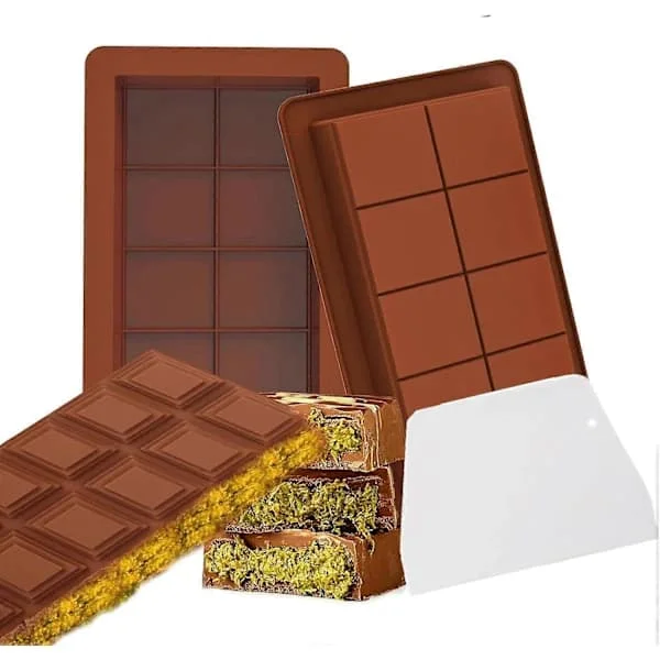 2-pak Silikonechokoladeforme, dybe chokoladebageforme med non-stick belægning, ideel til chokolade med pistacienødder Dubai 2 stk.