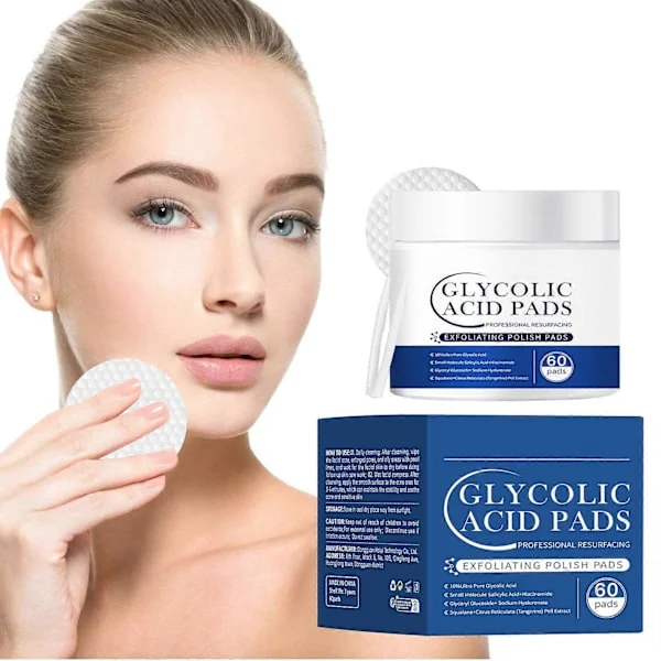 Exfolierande Pads - Glykolsyra 20% Hudförnyande Pads för Ansiktet med Vitamin B5, C & E - Ansiktspads med Salicylsyra, Exfolierande Peelingpads för 