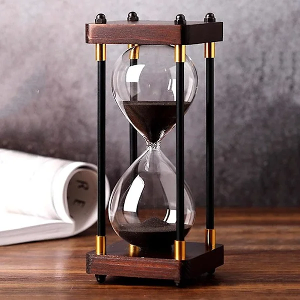 Timeglass, timeglass Timer, 60 minutters timeglass, timeglass sandtimer, svart tre timeglass, for hjem, spisestue, kontor Decordi Man Jia