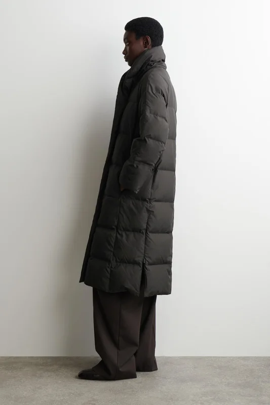 COS Shawl-Collar Quilted Down Long Coat in Brown - Women