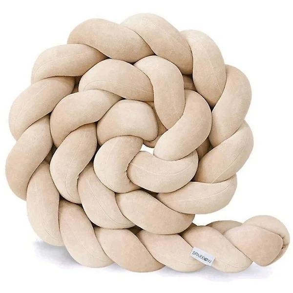 Enkelsängs spjälskydd, bomullsbebisdyna, perfekt resesäng, bebis sammet kudde, beige, 2m