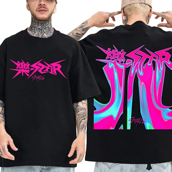 Kpop Stray Kids Rock Star Album T-skjorter Dame Herre Streetwear Kortermet Topper Fans T-skjorte Gave