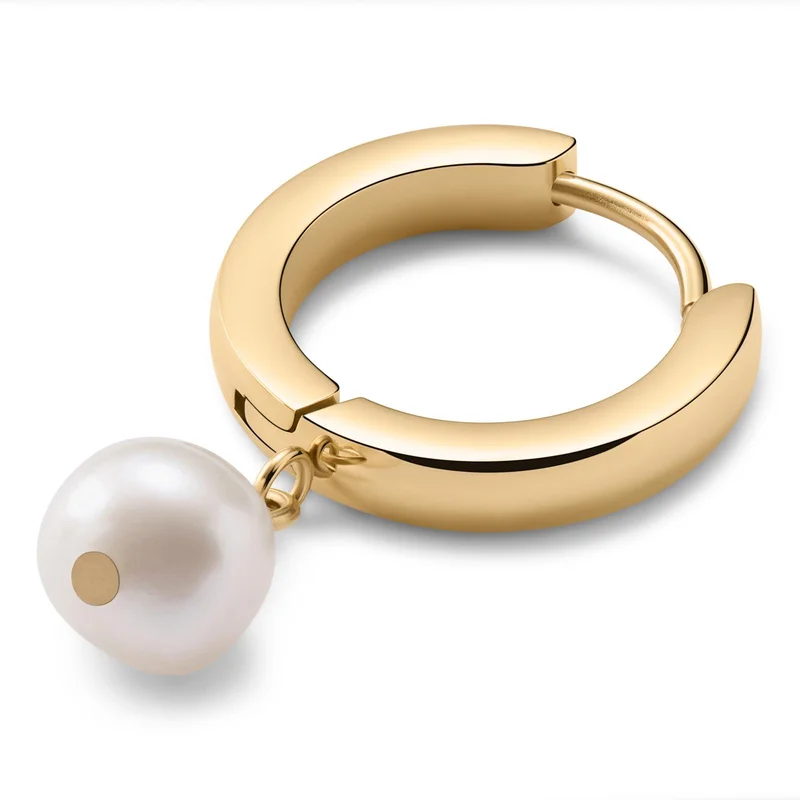 Ocatá | Arete de aro con colgante de perla y tono dorado para hombres - Pendientes de aro con colgante