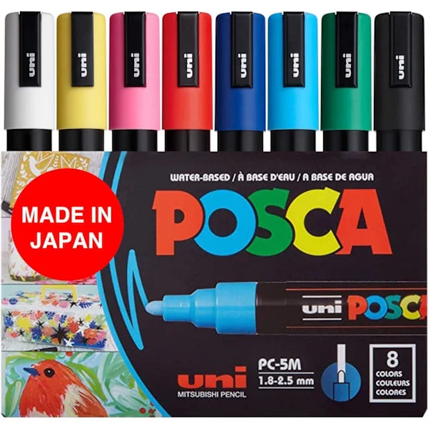 Posca Markers 5M, Posca Pennor för Konstmaterial, Färgpennor - Stenkonst, Textilpennor, Färgpennor, Konstpennor Hela Sortimentet