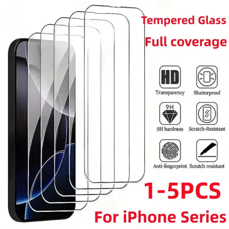 AliExpress - 1-5 Stuks HD Gehard Glas Screen Protector Voor iPhone 11 12 13 14 15 16 17 Pro Max 14 15 16 Plus 16 Lucht Glas Anti-Kras Film