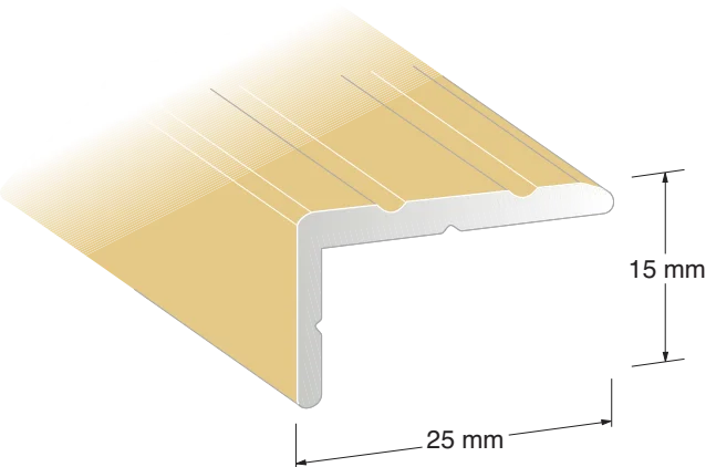 Duri 114902 Trappenese NO3-profil, sølv 25 x 15 x 1000 mm, Byggematerialer