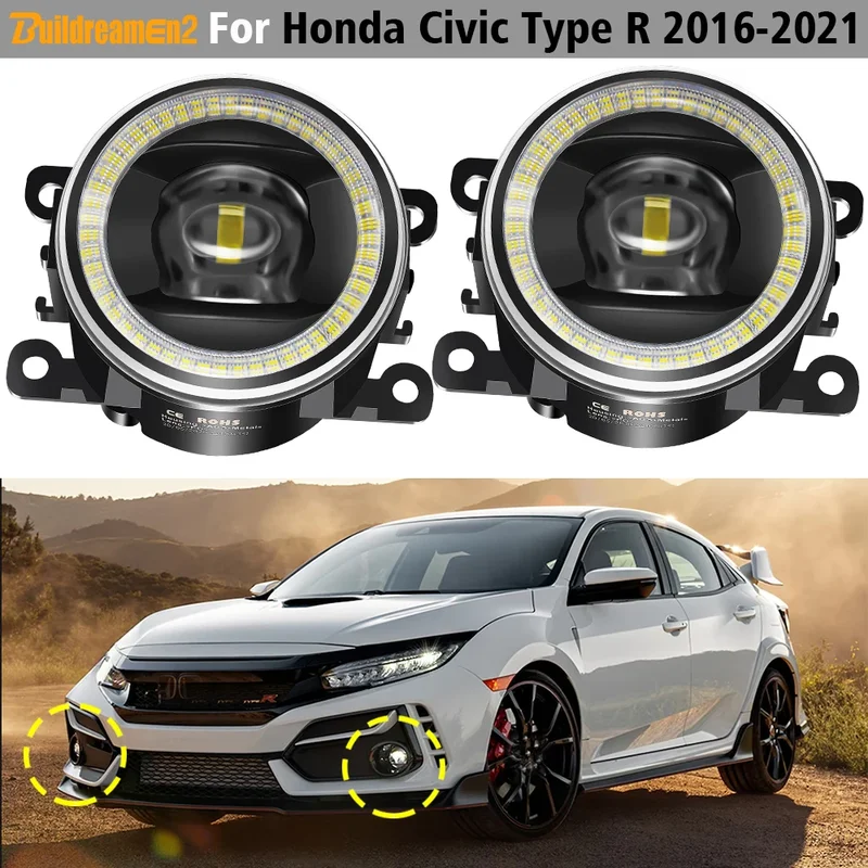 AliExpress - 2 Stück 30w Auto Front LED Linse Nebels chein werfer Engel Auge drl Tageslicht h11 für Honda Civic Typ r 2016 2017 2018 2019 2020 2021