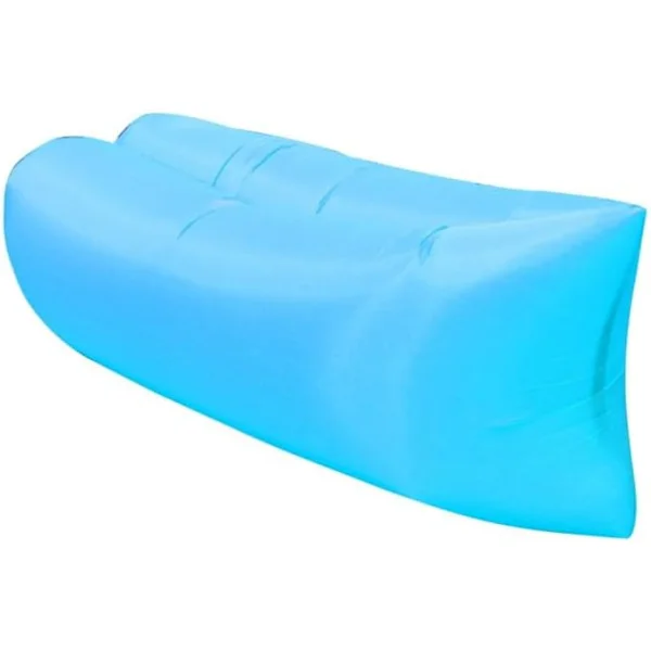 Uppblåsbar strandsoffa, uppblåsbar vilstol 200 x 70 cm, perfekt för camping och stranden, blå, polyester