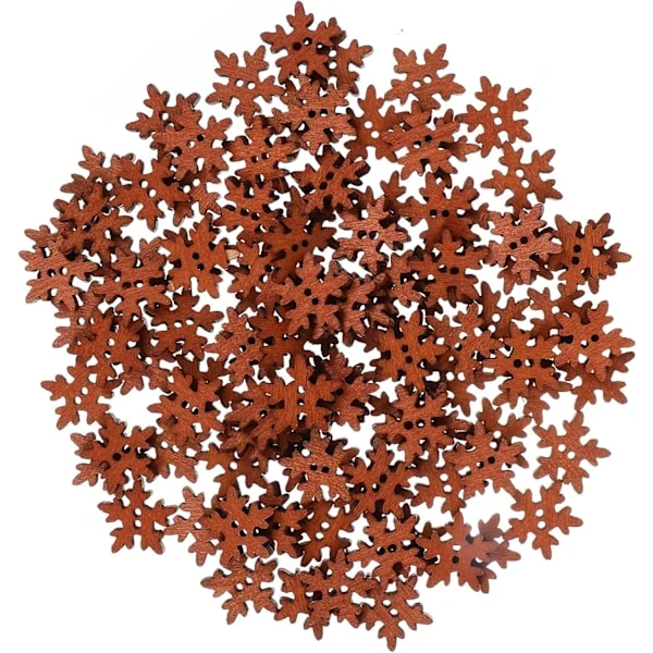 100 Pcs Christmas Snowflake Wooden Buttons, White, Mini, Decoration for DIY Crafts, 18mm