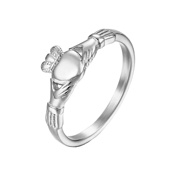 Irländsk Claddagh Design Vigselringar Symboliserar Kärlek, Vänskap och Lojalitet Tillverkade i Guldtonat Stål för Par 9 Stålfärg 9