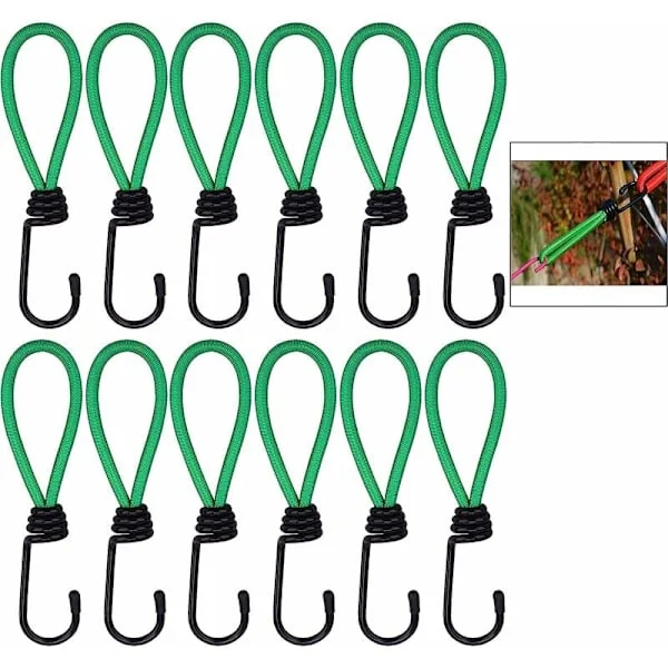12 stk. strammer krok, presenning strammer krok elastiske campingstrammere med krok, elastisk stropp for presenninger