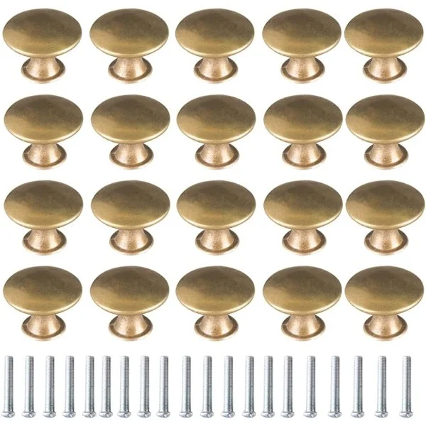20 stk Messing Dørknotter Vintage Messing Trekk Håndtak Skap Knotter Skuff Dørknott Skaphåndtak Vintage Skapknott for Skuff Skap Skap Kjøkken