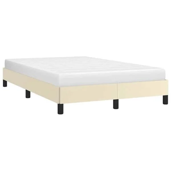 vidaXL Sängram utan madrass kräm 120x190 cm konstläder, säng, sängbotten, säng i konstläder, sovrumsinredning, 379498