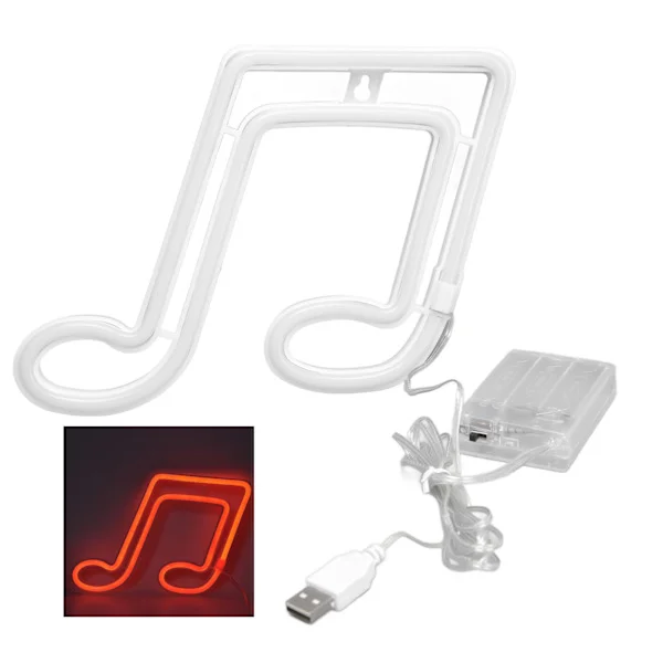 LED Neon Light Music Note Neon Night Light Concert Wall Lamp Party Wall Mounted Neon Lamp Red Light