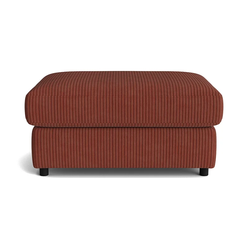 Oasis Pouf Hocker in Lincoln Kupfer, moderner Cord-Stoff mit hochwertiger Nozag-Federung für maximalen Sitzkomfort, Maße 44cm Sitzhöhe.