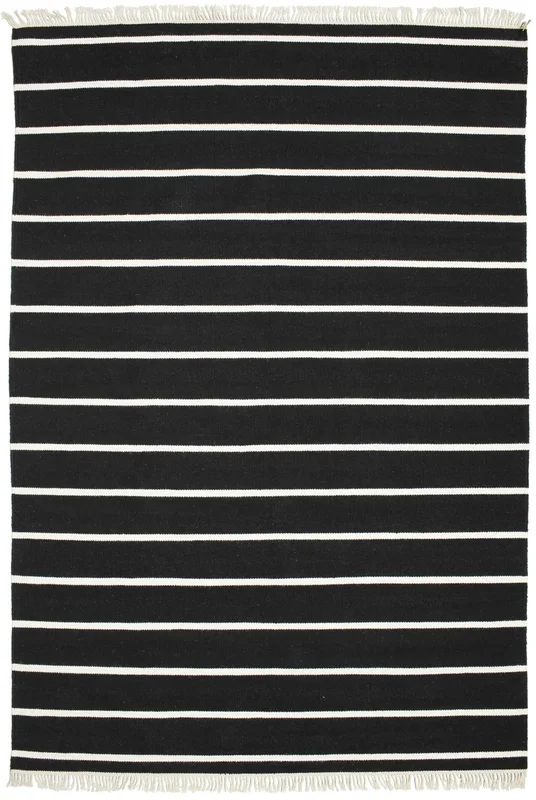 Dorri Stripe 220X320 Black/White Striped Wool Rug