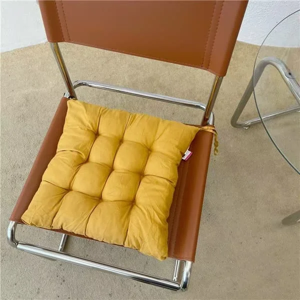 4-pack Seat Cushions for Dining Chair Garden Chair Kitchen Chair with Tie Fasteners Yellow