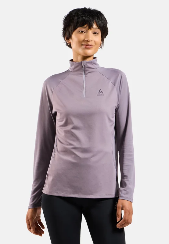 Odlo Women's Essential Ceramiwarm Running Half-Zip Mid Layer, S, purple