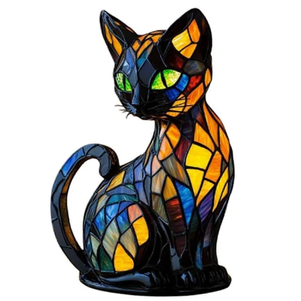 Nya katteharpiks ornament, LED natlamper, kunstneriske dyreskulpturer, kreative bordlamper, boligindretning bordlamper