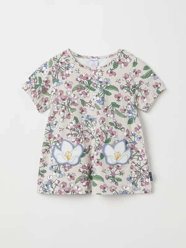 Polarn O. Pyret - Floral top with puff sleeves - beige - Size: 86 - Children's clothing 1-1.5 Years