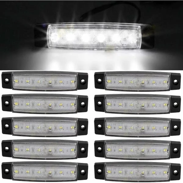 10 stk 3,8" 6 LED side 12V LED MARKER tilhenger klaringslys for lastebil, markeringslys rav, bakre sidemarkeringslys, lastebil førerhus klaringslys, 